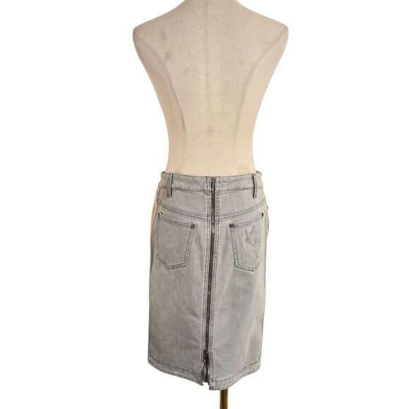 Alexander McQueen Gray Denim Panel Stretch Skirt - Picture 4 of 9